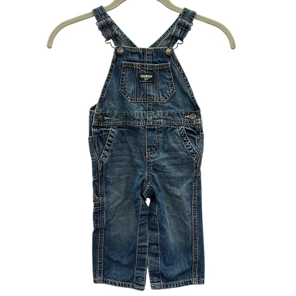 OshKosh Bgosh Cotton Denim Carpenter Blue Jean Vintage Overalls Size 18 Months - Picture 2 of 9